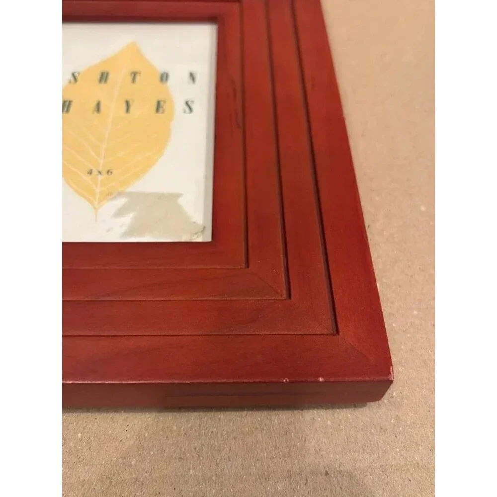 Vintage Ashton Hayes Red Picture Frame 4x6 Rustic Farmhouse Wood Photo Display